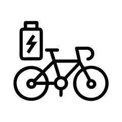 Outline Icon of an Electric Bicycle with a Battery futuristic silhouette vector transparent icon