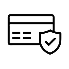 Outline Icon of Credit Card with Security Shield futuristic silhouette vector transparent icon