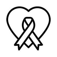 Outline of a heart with a ribbon symbol inside line futuristic silhouette vector transparent icon