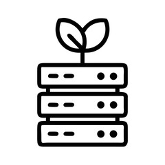 Outline Icon Of Server With A Single Leaf Sprouting futuristic silhouette vector transparent icon