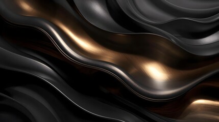 Black and Bronze Metallic Waves with Golden Highlights