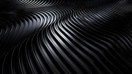 Black Metallic Curved Groove Abstract Background