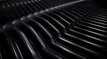Black Metallic Ridges with Futuristic Wave Pattern