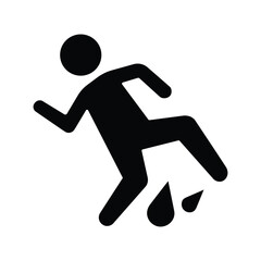 Person Slipping on Wet Floor Vector Icon Isolated on White Background