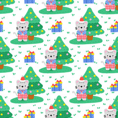 seamless pattern with christmas trees