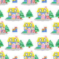 seamless pattern with houses