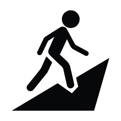 Person Walking Uphill Vector Icon Isolated on White Background