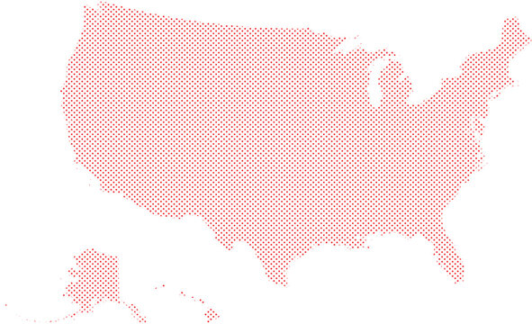 America Map with Dots, United States Map Outline Dots Style, Dotted USA Map