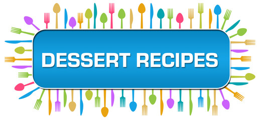 Dessert Recipes Colorful Spoon Fork Knife Rounded Square 