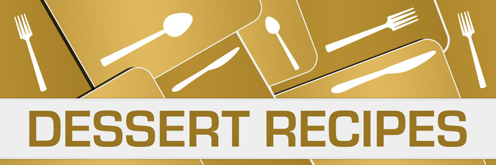 Dessert Recipes Brown Spoon Fork Knife Rounded Squares 