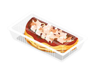 フードパックに入れたお好み焼きのイラスト