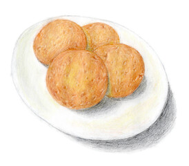 手書きの皿にのったクッキーのイラスト