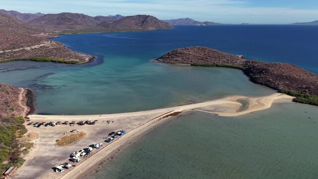 Aerial view of El Reques&oacute;n beach in Baja California Sur, Mexico.
One of the most famous and popular beaches for travelers visiting Baja California.