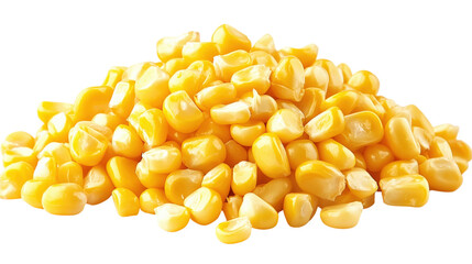 Pile of yellow corn kernels isolated on a transparent background