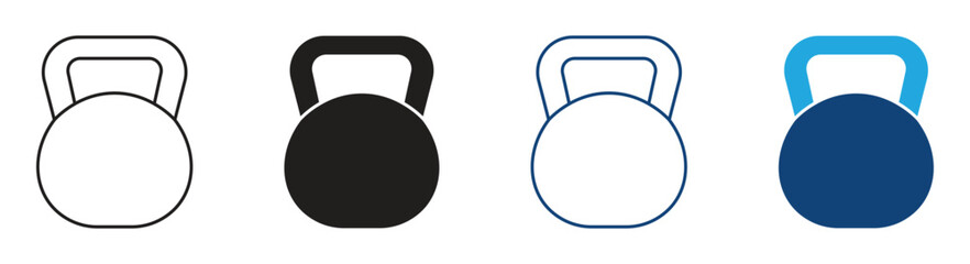 Kettlebell icon. Set of  icons of kettlebells for working out. Vector illustration .