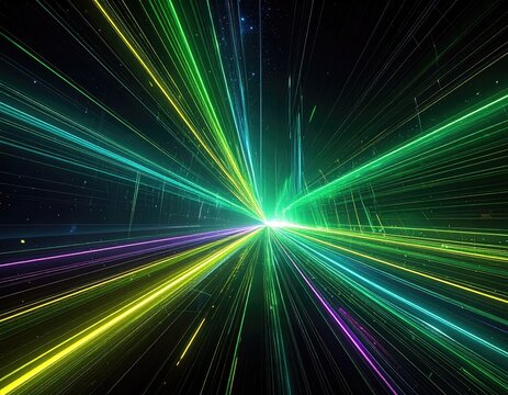 Abstract, vibrant, radial lines explode from center