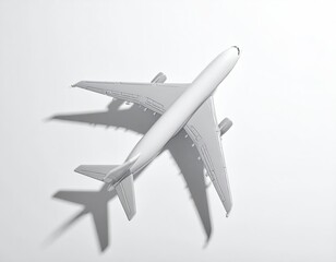 Overhead view of a light gray airplane