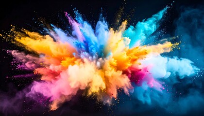 Fototapeta premium A vibrant explosion of colorful powder on a black background
