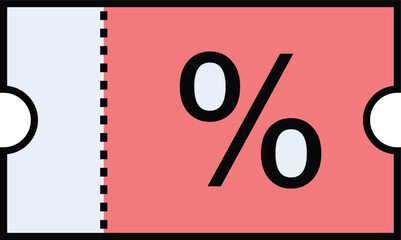 Minimal coupon sign vector icon. Outline discount ticket or voucher symbol for sales, promotions, special offers, and e-commerce. Perfect for apps, websites, banners, marketing materials