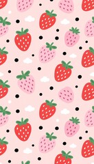 Cute Strawberry Pattern Background Seamless Vector Design