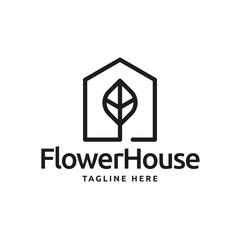 Elegant simple leaf house logo icon