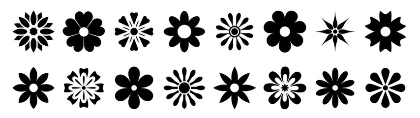 Flowers icon set. Flowers in modern simple flat style. Vector illustrator.