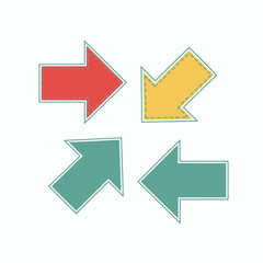 Four colorful arrows pointing inwards towards the center of the frame