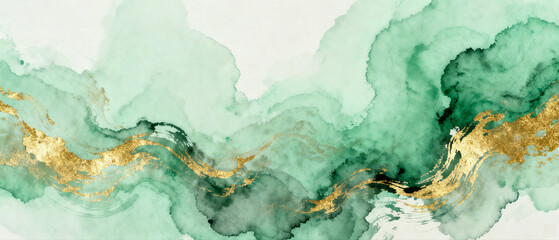 Abstract Waterfall Green Gold Texture