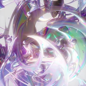 white abstract metalheart y2k animation loop