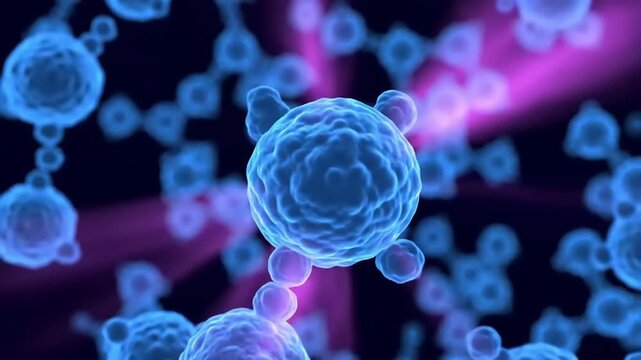 Glowing Blue Molecular Grid in a Scientific Animation.