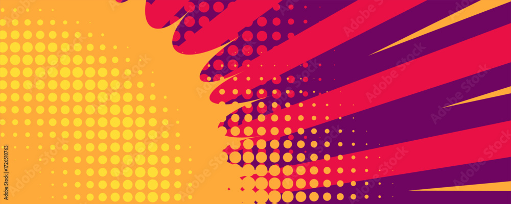 Poster colorful comic abstract vector background with dots and grid pattern