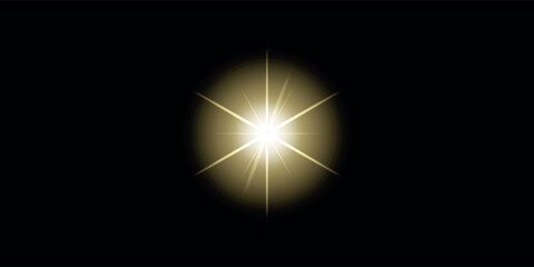 Golden Starburst on Black Canvas A Vector Design with Luminous Light Effects