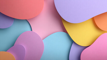 Soft Pastel Abstract Shapes with Gentle Shadows on Colorful Paper Background for Creative and Artistic Designs and Projects