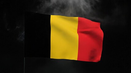 Waving Flag of Belgium Emerging from a Cloud of Smoke. - Powered by Adobe
