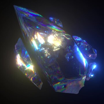 looping rainbow blue crystals on black backgroundd