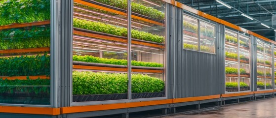 Modern Hydroponic Greenhouse with Lush Vegetation and Bright Interior