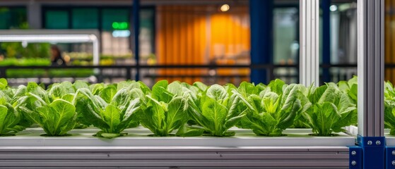 Fresh Lettuce Growing in Hydroponic Farm Indoor Environment