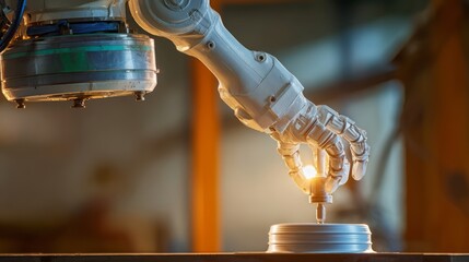 Robotic Arm Handling Light Bulb in Modern Industrial Setting
