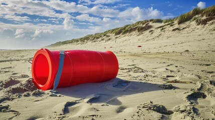 Beach Safety & Summer Fun: Red Lifebuoys, Lifeguard Rescue Gear & Tropical Paradise Seascapes