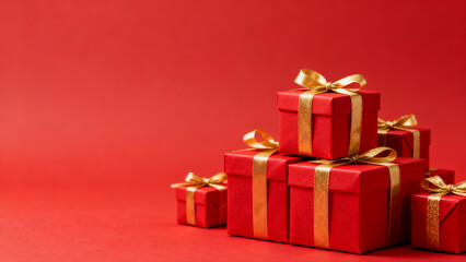 Obraz premium Red Gift Box Stacked Background