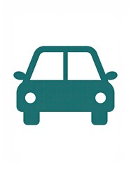 Teal filled icon of a front-facing car