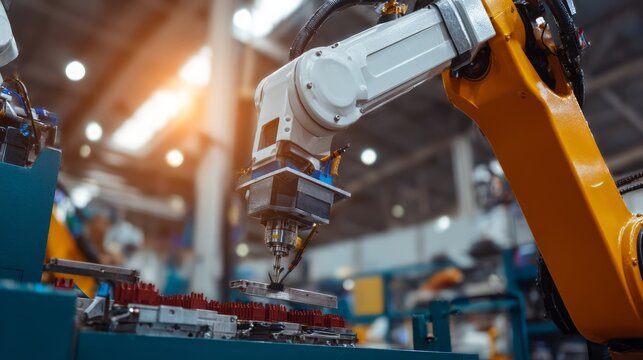 Industrial Robotic Arm Engaged in Precision Manufacturing Process