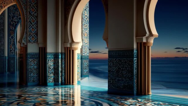 Serene Coastal Moroccan Architecture at Sunset