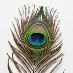 Fototapeta premium Exquisite peacock feather with iridescent eye detailed close up macro photography