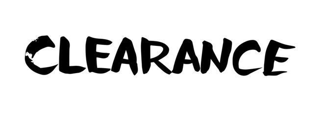 Brush lettering text "CLEARANCE" (handwritten calligraphy)