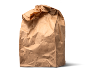 しわのある茶色い紙袋