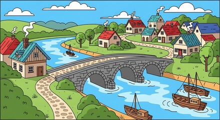 Village by the River.