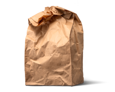 しわのある茶色い紙袋