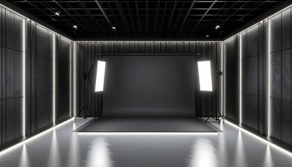 Empty Photography Studio with Backdrop and Lighting for Creative Projects