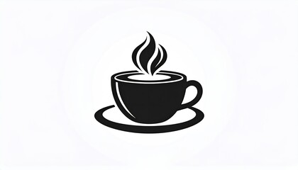 Simple black silhouette of a coffee cup with steam
